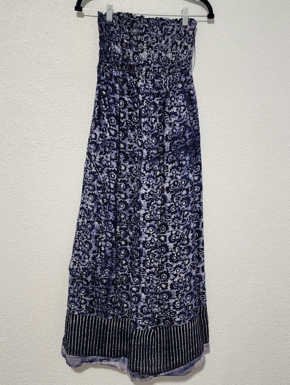 Faherty Margarita Strapless Linen Smocked Maxi Dress Small Boho Resort Rich